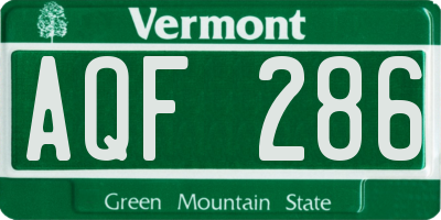 VT license plate AQF286