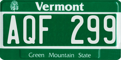 VT license plate AQF299