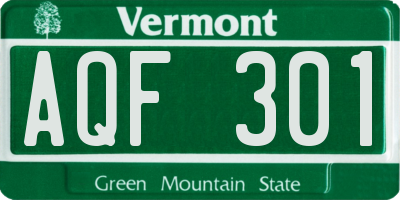 VT license plate AQF301