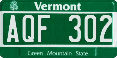 VT license plate AQF302