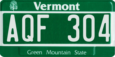 VT license plate AQF304