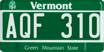 VT license plate AQF310