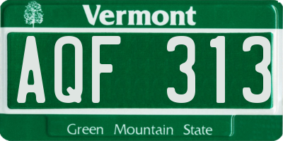 VT license plate AQF313