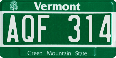VT license plate AQF314