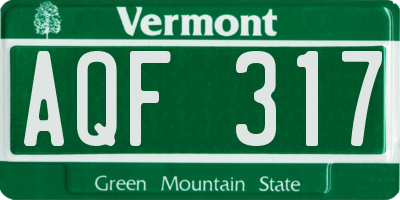 VT license plate AQF317
