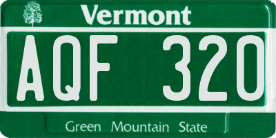 VT license plate AQF320