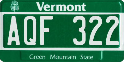 VT license plate AQF322