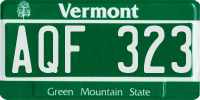 VT license plate AQF323