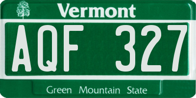 VT license plate AQF327