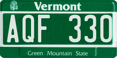 VT license plate AQF330