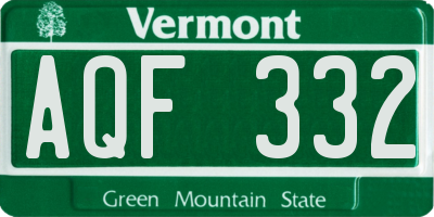 VT license plate AQF332