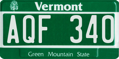VT license plate AQF340