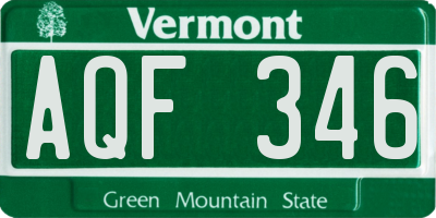 VT license plate AQF346