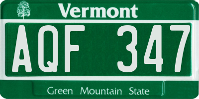VT license plate AQF347