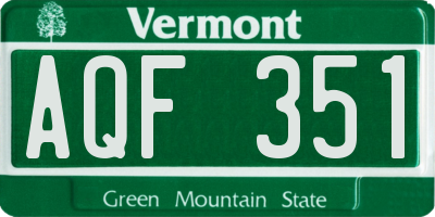 VT license plate AQF351