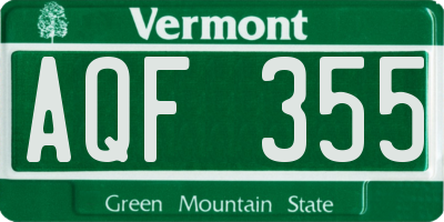 VT license plate AQF355