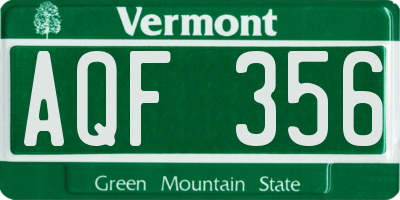VT license plate AQF356
