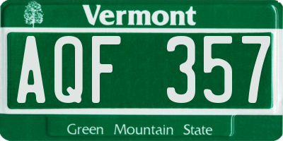 VT license plate AQF357