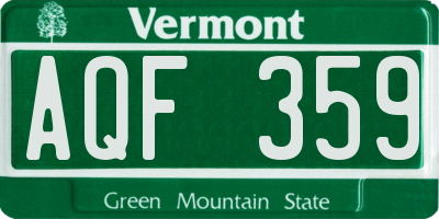 VT license plate AQF359