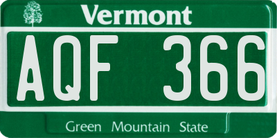 VT license plate AQF366