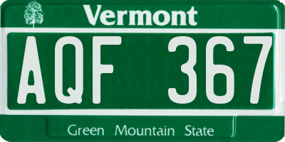 VT license plate AQF367