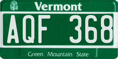 VT license plate AQF368