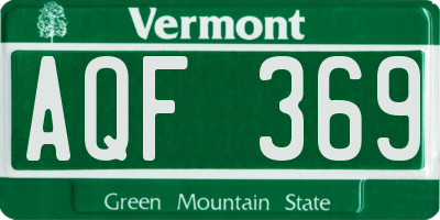 VT license plate AQF369
