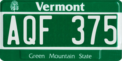VT license plate AQF375