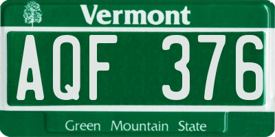 VT license plate AQF376