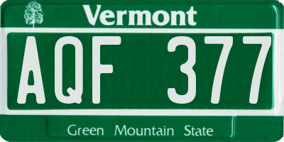 VT license plate AQF377