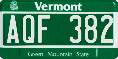 VT license plate AQF382