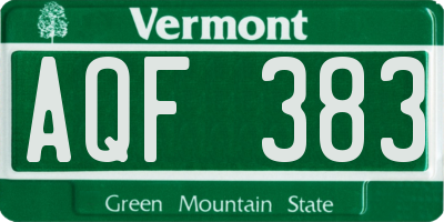 VT license plate AQF383