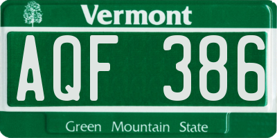 VT license plate AQF386