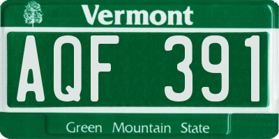 VT license plate AQF391