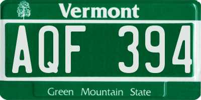 VT license plate AQF394