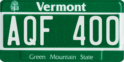 VT license plate AQF400