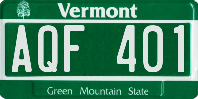 VT license plate AQF401
