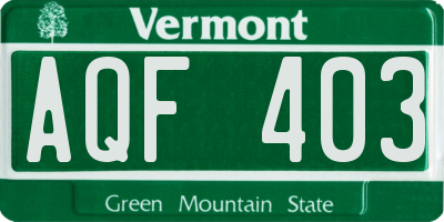 VT license plate AQF403