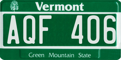 VT license plate AQF406