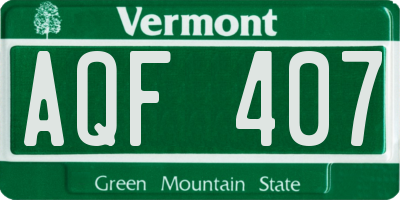 VT license plate AQF407