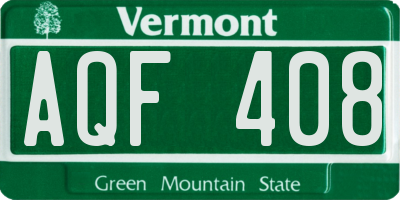 VT license plate AQF408