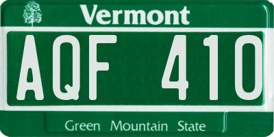 VT license plate AQF410