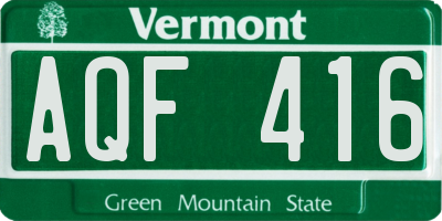 VT license plate AQF416