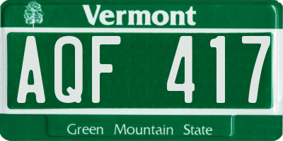 VT license plate AQF417