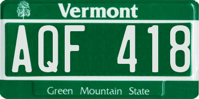VT license plate AQF418