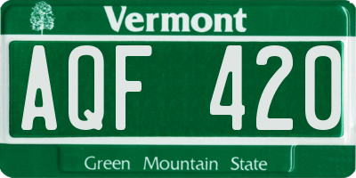 VT license plate AQF420