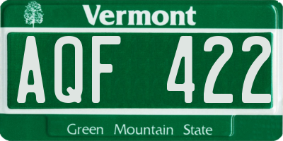 VT license plate AQF422