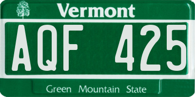 VT license plate AQF425