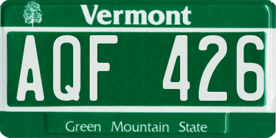 VT license plate AQF426