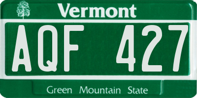 VT license plate AQF427
